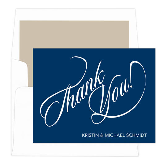 Navy Calligraphy Thank You Note Cards